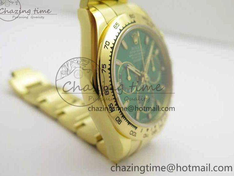 KKF Steel YG Dial Best 904L Edition 1:1 Green Bracelet YG Daytona on A7750 0410